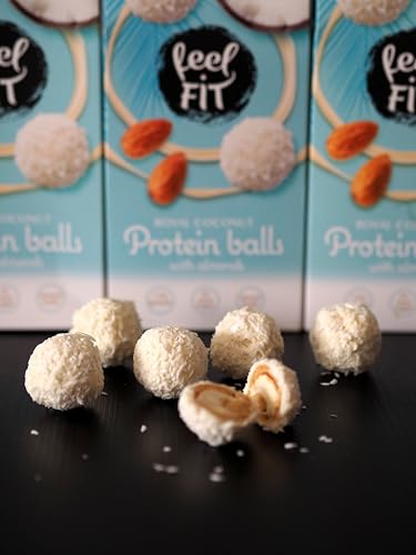 feel FIT Zuckerfreie Kokos-Pralinen mit Mandeln, ohne Zuckerzusatz, 17% Eiweiß, 63 g