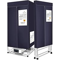 Heated Clothes Airer with Cover Dry Soon Deluxe 3-Tier Heated Airer Folding Clothes Drying Rack Indoor Load 25kg (Bluemanual,85 * 50 * 170cm)