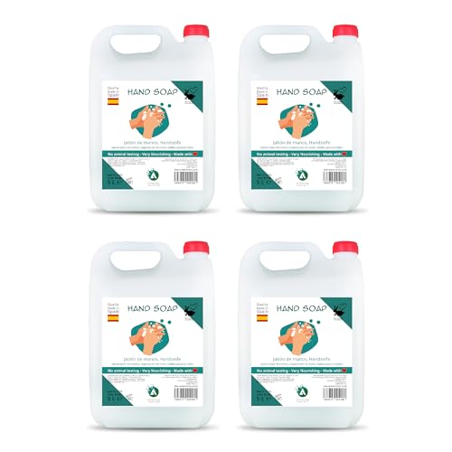 Pack 4 garrafas 5L jabón de manos sin perfume - total 20 L - fórmula dermoprotectora con fragancia suave - higiene profesional para hoteles, gimnasios, colegios y baños compartidos - Vitacab