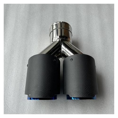 Tuyau d'échappement double universel 86mm carbone mat bleu inox pour embout de voiture