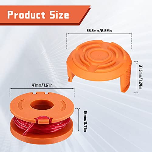 JOJOCY 14 Pack WA0010 Replacement Trimmer Spool Line 0.065” for Worx WA0010 WA653 String Trimmer Replacement for Worx 12 Spools + 2 Caps Trimmer Spool Line Refills for Worx