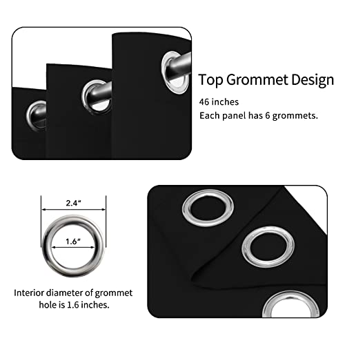 Image of Easy-Going Blackout Curtains for Bedroom, Solid Thermal Insulated Grommet and Noise Reduction Window Drapes, Room Darkening Curtains for Living Room, 2 Panels(46x63 in, Black)