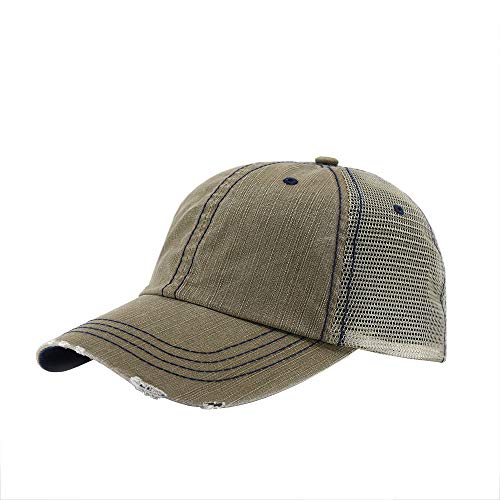 Image of The Vintage Year Distressed Cotton Unstructured Soft Mesh Breathable Adjustable Dirty Wash Dad Hat Trucker Baseball Cap