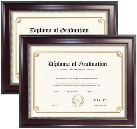 8.5x11 Certificate Diploma Frame, Wood Grain with Gold Beading, 1...
