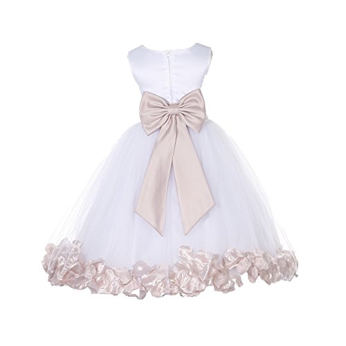 White Tulle Rose Petals Flower Girl Dress Tulle Dress Christening Dress 302T 10