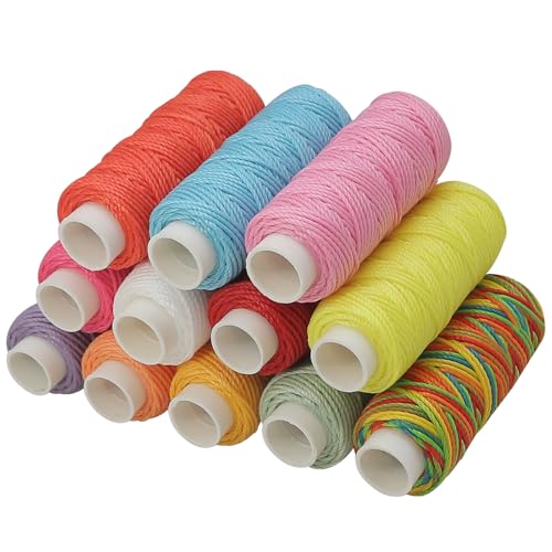 Hilo encerado de 12 colores para coser con cuerda de poliéster miniatura 4