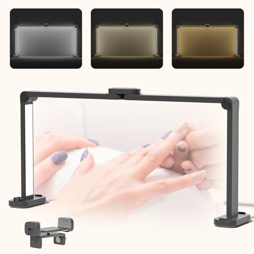 Lámpara de escritorio plegable de media luna de 33.5 pulgadas, 3000 K-6000 K, luz de uñas regulable para escritorio, lámpara LED cuadrada de 40 W con soporte para teléfono para tecnología de uñas,