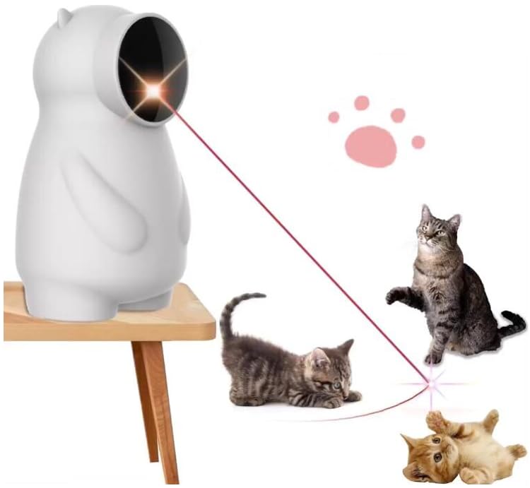 WUGEIN Puntero laser gatos,Juguetes Interactivos para Gatos, Juguetes Automáticos Recargables Gatos/Perritos/en Interiores,Rangos de Círculo Ajustables, Recargable por USB