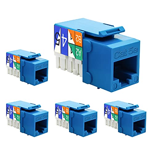 Beszin Cat.5E RJ45 110 Type Keystone Jack (5-Pack, Blue)