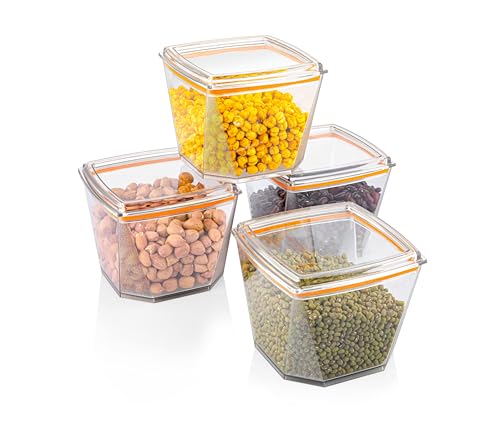 Image of Xiran Airtight Containers for Kitchen Storage Set, Kitchen Containers Set, Kitchen Organizer Storage Set, Kitchen Accessories Items, Pantry Organization and Kitchen Storage (550Ml Orange, Set of 12)