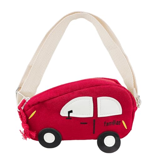 FERCAISH Mini Auto Umhängetasche, Jungen Cartoon Schultertasche, Mädchen Crossbody Geldbörse, Verstellbarer Kinder Handtasche, für den Alltag, Shopping, Partys, Reisen (Rot)