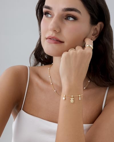 PAVOI 14K Gold Plated Bracelet for Women | Adjustable 7-Inch Sliding Ball Charm Bracelet Set with Removable Horseshoe, Heart, and Cubic Zirconia Charms | Trendy Gold Chain Jewelry4