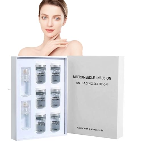 Micro Infusion System Set, Microneedling Serum, Anti-Aging Micro Needling Set, Hyaluronsäure & Kollagen Serum Ampullen, Hydrating & Plumping Glow Skincare für Gesicht und Lippen (5ml, 6)