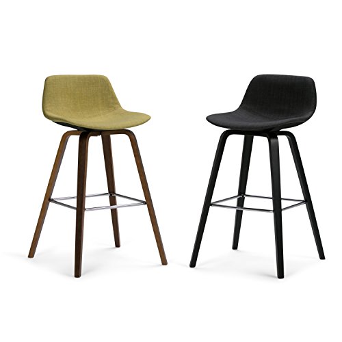 Simplihome Randolph Mid Century Modern Bentwood Counter Height Stool (Set Of 2) In Acid Green Linen Look Fabric #TOP5