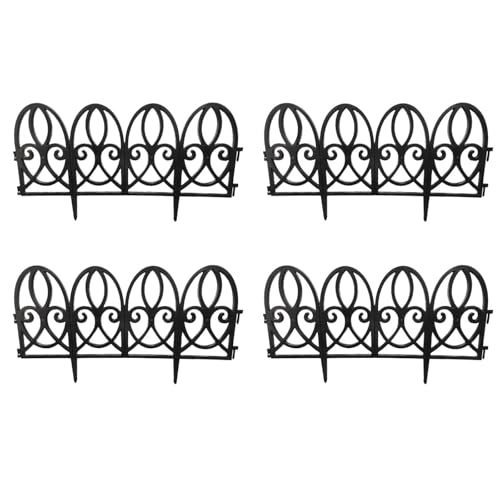 Acan Tradineur - Pack de 4 Vallas de plástico Decorativas de jardín, Borde para césped, Plantas, Flores, decoración de Exterior (Negro - 56 x 29 cm)