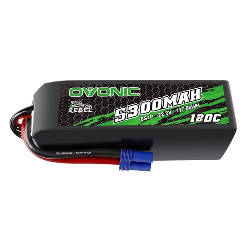 OVONIC 22.2V 120C 5300mAh 6S Lipo Battery with EC5 Plug for RC Car Boat Truck Helicopter Airplane Racing Models