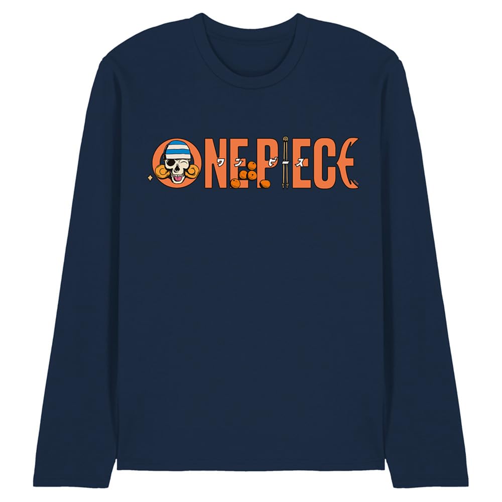 One Piece Nami Orange Tangerines Logo Unisex Long Sleeve T-Shirt, Navy, XX-Large