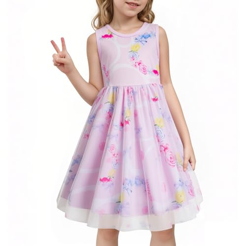 LQSZ Toddler Girl Tutu Dress Unicorn Tulle Sleeveless Crewneck Birthday Party Kindergarten for Kids Size 2-12 Years