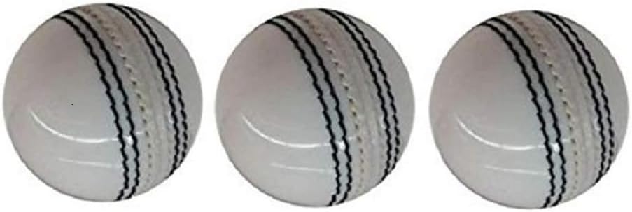 Professional White Leather Cricket Balls, A Grade Hand-Stitched, Senior Size, Hard & Seasoned, Pack of 3 Balls