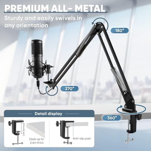Image of IMAGINEA BM-800 Condenser Microphone Kit for Recording, Podcasting, YouTube, Gaming & Live Streaming with Shock Mount, Foam Cover, XLR to 3.5mm Cable and Audio Splitter (Black)