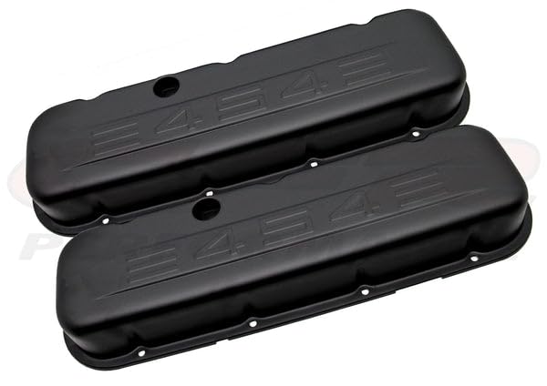 Cobra-tek VALVE COVERS | Compatible with 1965-1995 CHEVY BIG BLOCK TALL STEEL WITH 454 LOGO BLACK