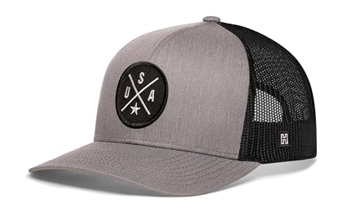 Image of HAKA State City Trucker Hat for Men & Women, Adjustable Baseball Hat, Mesh Snapback, Sturdy Outdoor Black Golf Hat