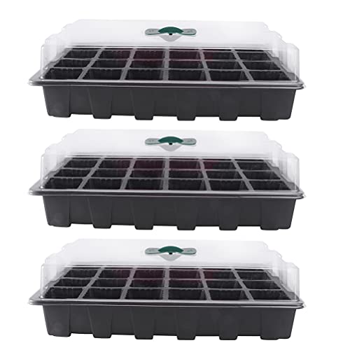 Cabilock 3sets Vassoi per Germinazione dei Semi Cassetta da Giardino per Drenaggio Vassoio per Piantine Coperchio Trasparente Cassetta per Semina e Germinazione Vassoi da Giardino