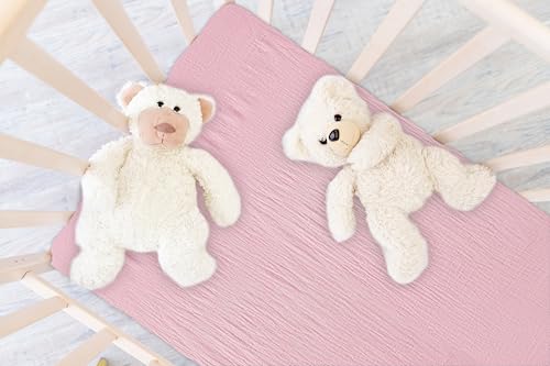 Image of TADO MUSLIN Baby Crib Sheets 2 PCS, 100% Organic Cotton Fitted Crib Sheet for Standard Crib Mattress (52 inchx28 inch), Soft and Breathable for Girl and Boy