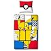 Produktbild Character World Pokemon Bettwäsche Set Pikachu 135x200 cm + 80x80 cm Deutsche Größe 100% Baumwolle 2 teilig für Jugendliche Kinder