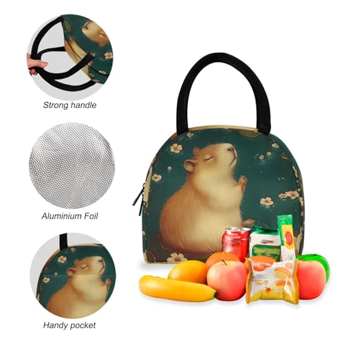 Backpack Lunch Box Set Large Capacity Travel Backpacks and Insulated Lunch Bag for Commute Hiking Picnic Meditating Capybara Print4