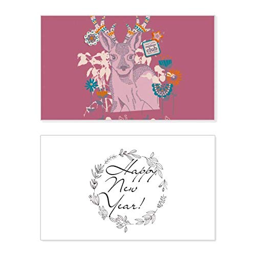 Tarjeta de Navidad con reno de diseño artístico colorido para dedicatorias de fin de año