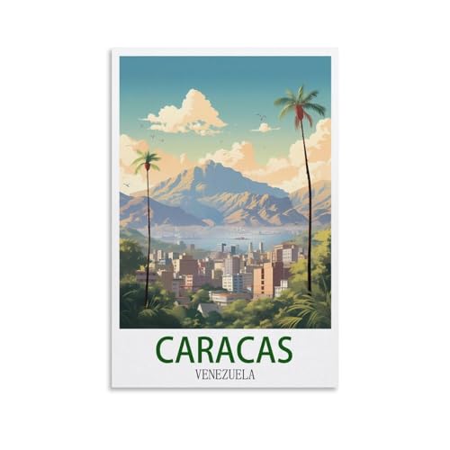 CYYHGEE Caracas Venezuela Poster de voyage vintage sur toile 40 x 60 cm Décoration murale pour salon