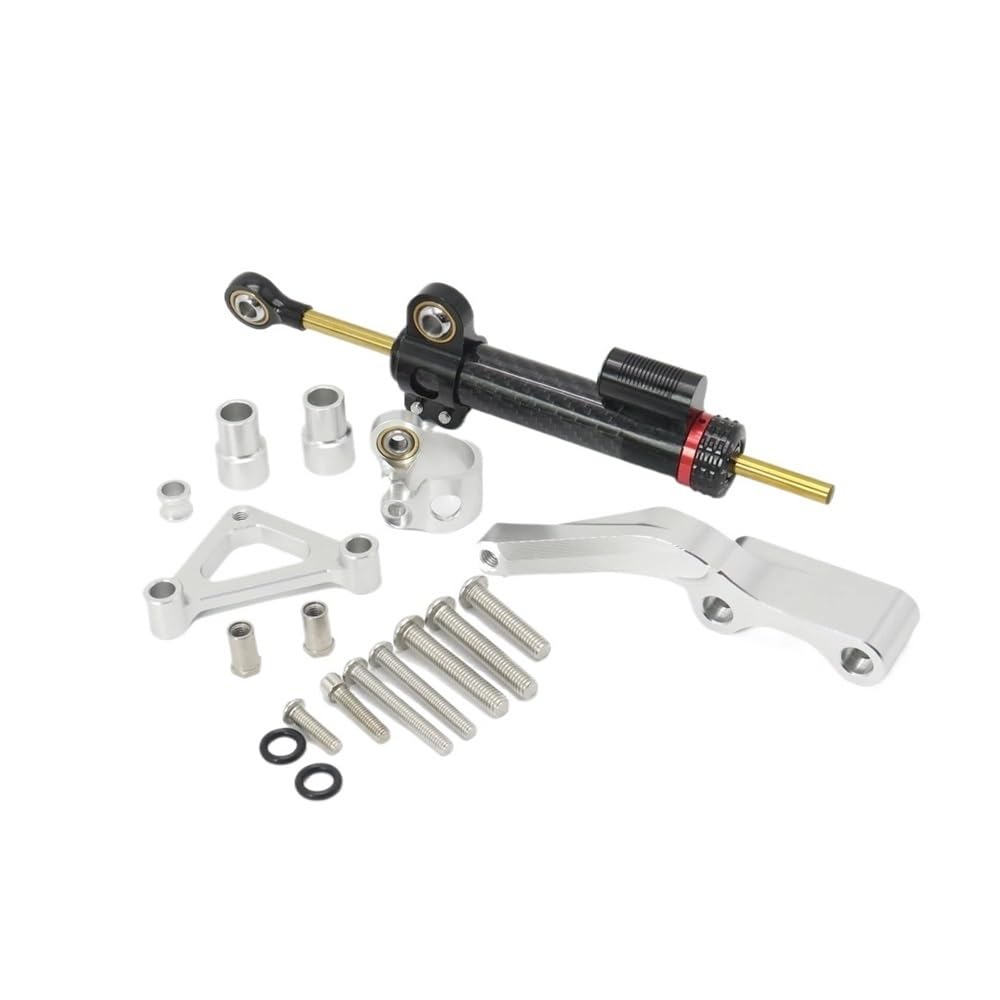 X Psblty Silver Bracket Stabilizer Level Damping Dampers Mount Bracket Support Kit For 696 796 795 Motorcycle Steering Damper Stabilizer Motorbike Accessories(Silver Bracket)