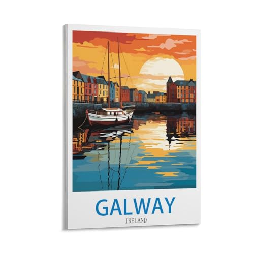 Toile vintage de voyage HeyBox Galway 60x90cm pour habiller un mur vide au style Irlande