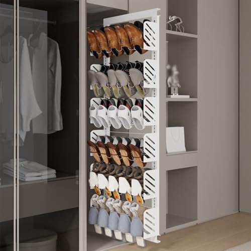 Organizador de zapatos de metal ajustable y resistente, armario de almacenamiento apilable con diseño extraíble, ahorro de espacio, almacenamiento independiente de zapatos para la entrada del hogar