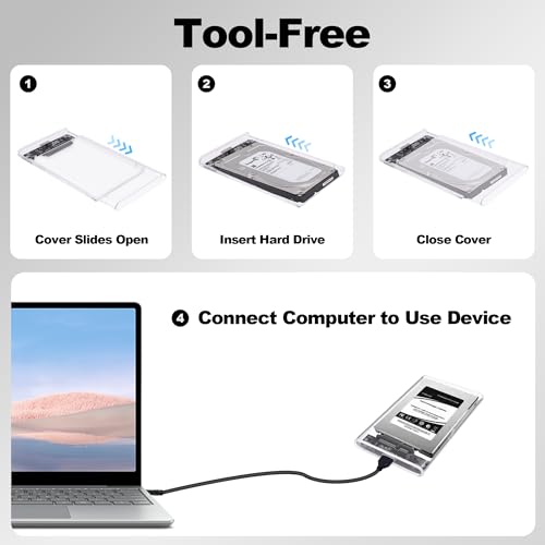 Caja externa para disco duro SATA 2.5" USB 3.0 transparente miniatura 3