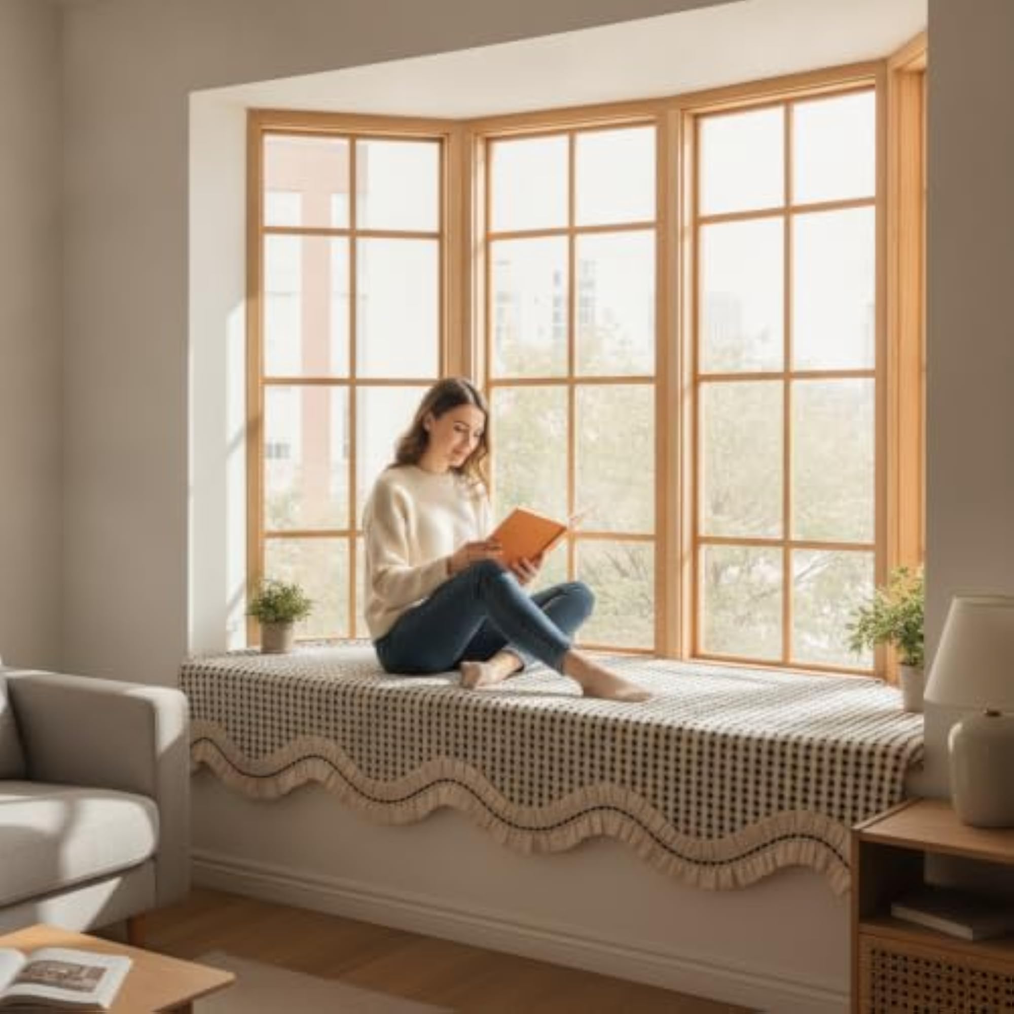 Chenille Bay Window Cushion for Comfortable Drape Style