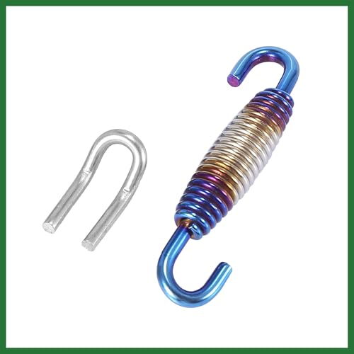 Image of Motoforti 2 Set 33mm 1.3 inch Motorcycle Exhaust Pipe Spring with U Shape Hooks Stainless Steel Silver Tone Blue Long-lasting