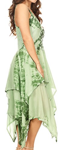 Image of Sakkas Annabella Corset Bodice Handkerchief Hem Dress