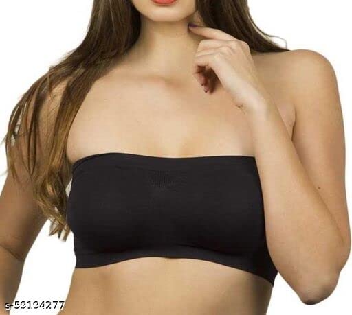 Image of Gozzby Womens & Girls Full Coverage Stylish Bandeau Non Padded Cotton Seamless Tube Bra