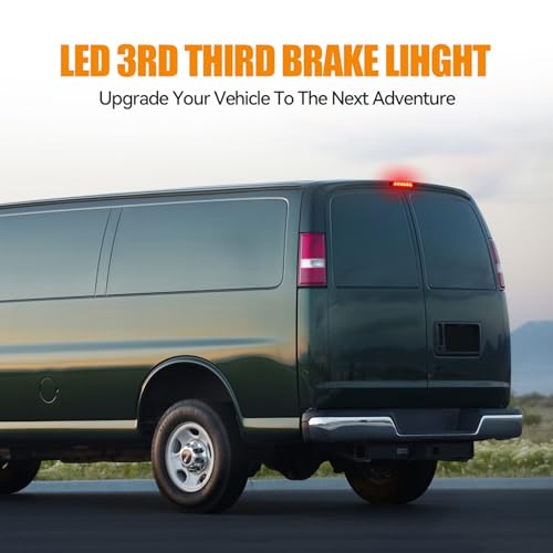 Image of Third 3rd Brake Light LED for 2003-2017 Chevy Express, High Mount Rear Brake Lights Assembly for 03-17 GMC Savana, Waterproof Center Cab Lamp Stop Light, Red Lens