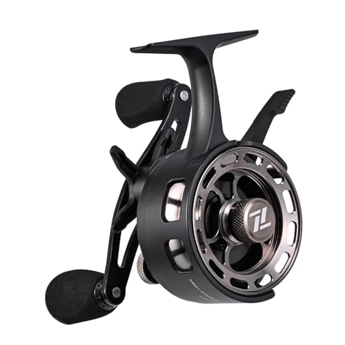 SOUUXIU Ice Fishing Reels with 3+1 Ball Bearings 3.2:1 Gear Ratio Fishing Reel Ultra Smooth Portable Ice Fish Reel for Front Fishing Rock Fishing, Left Hand/Right Hand