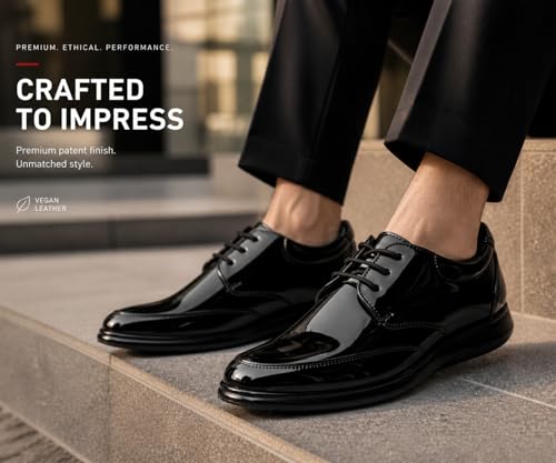 Image of Kraasa Men's Formal Lace-Up Shoes | Vegan Leather Upper | Airmix Sole | High Cushioning | Lightweight & Comfortable Office Dress Shoes