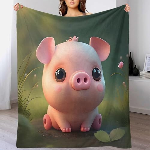 Couverture plaid chaud microfibre 180x200cm mignon piglet dessin animé - 4