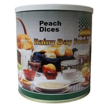 Rainy Day Foods Gluten-Free Peach Dices 52 oz #10 Can - 26 Servings