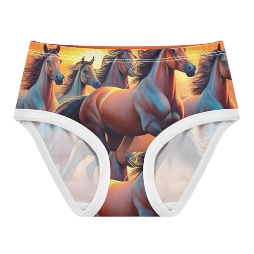 Vivid Galloping Horse Brown Toddler Underwear Floral 2t Cotton Panties for Girl Flower Briefs Underpants