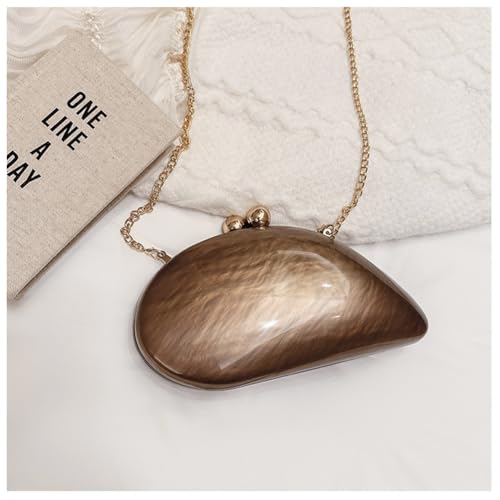 Image of Acrylic Shell Shaped Bag Luxury Marble Clutch Evening Purses for Women Glitter Handbag for Wedding Cocktail Party Prom