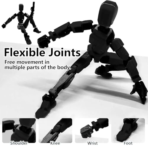 Image of 2Pcs Action Figure, Dummy Robot Toy for DIY Assembly, Desk Decor, Photography Props, Art Model, Collectible Display, Black and White Set