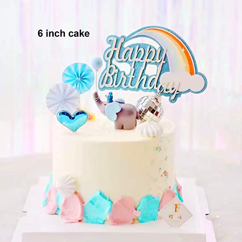Ercadio Blue Balloon Lucky Elephant Cake Topper Resin Little Figurine Doll Cake Decoration For Baby Shower Boy Birthday Party Supplies 1 Pcs #TOP5