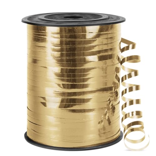 Isaspire 500 Yards Metallic Shiny Curling Ribbon with Spool 1/5 Curly Ribbons - Perfect for Gift Wrapping Florist Flowers Birthday Party Decorations and Balloon String Ribbon in Champagne Gold